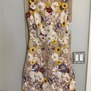 Teri Jon Floral Embroidered Dress - Multicolor